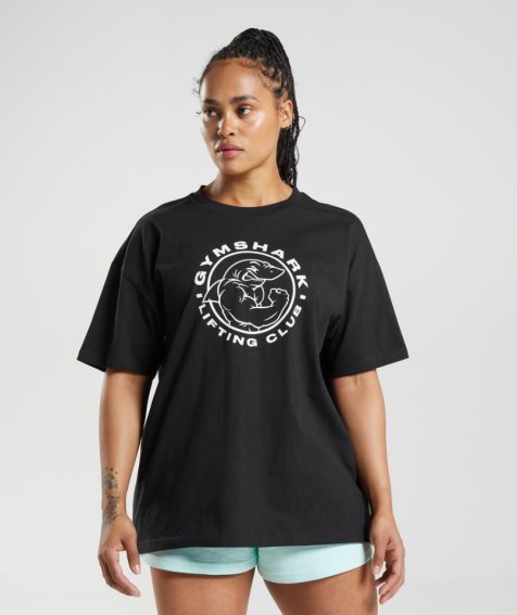 Women's Gymshark Legacy Oversized T-Shirts Black | NZ 1PXBSF